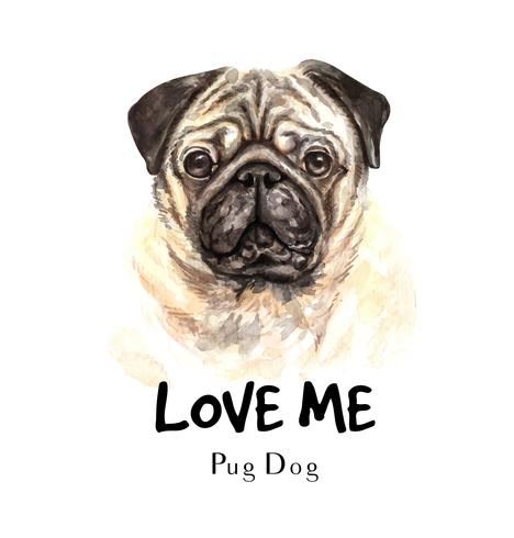 aquarel pug van een hond. vector