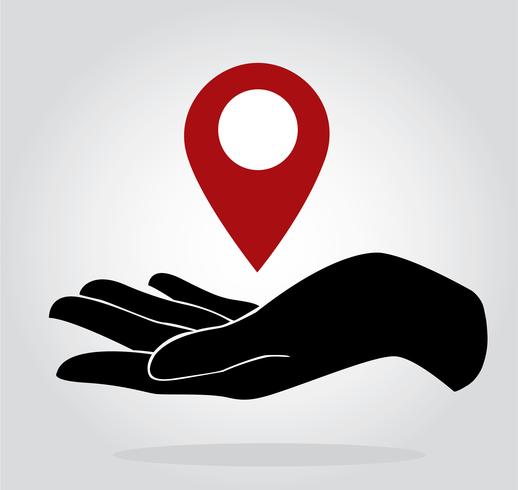 hand met locatie pictogram symbool vector