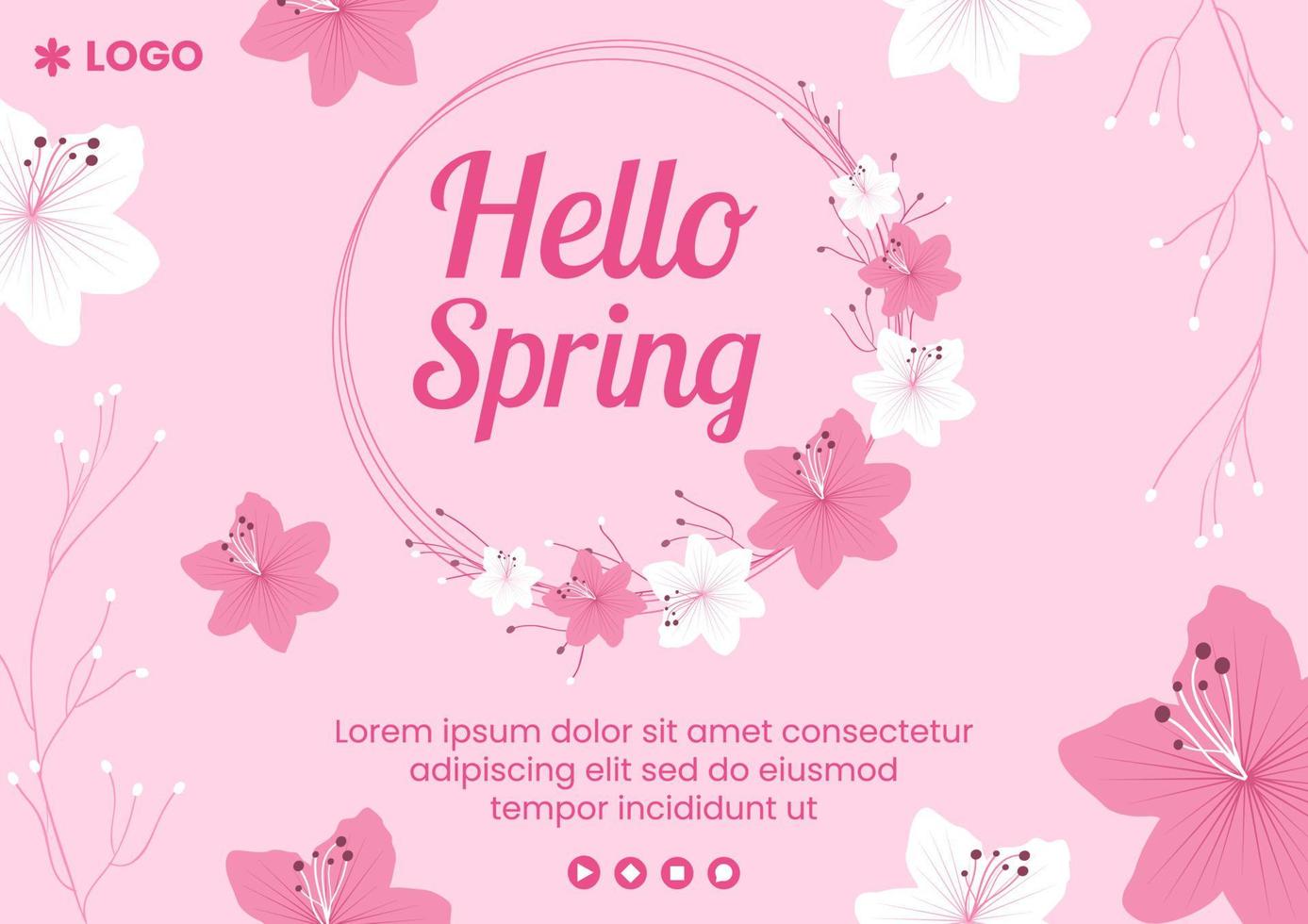 lente met bloesem sakura bloemen brochure sjabloon vlakke afbeelding bewerkbare vierkante achtergrond voor sociale media of wenskaart vector