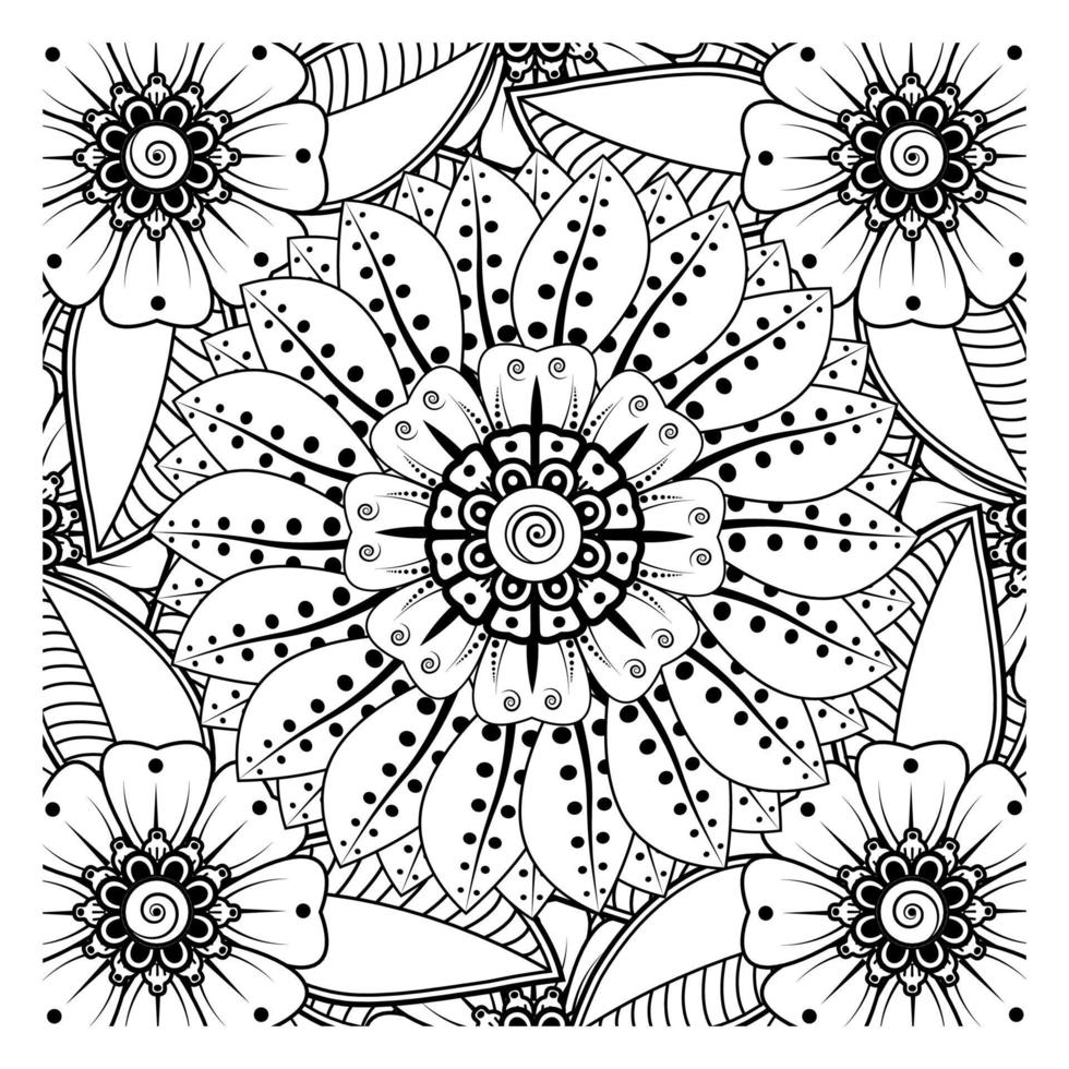 cirkelvormig patroon in de vorm van mandala voor henna, mehndi, tatoeage, decoratie. kleurboek pagina. vector