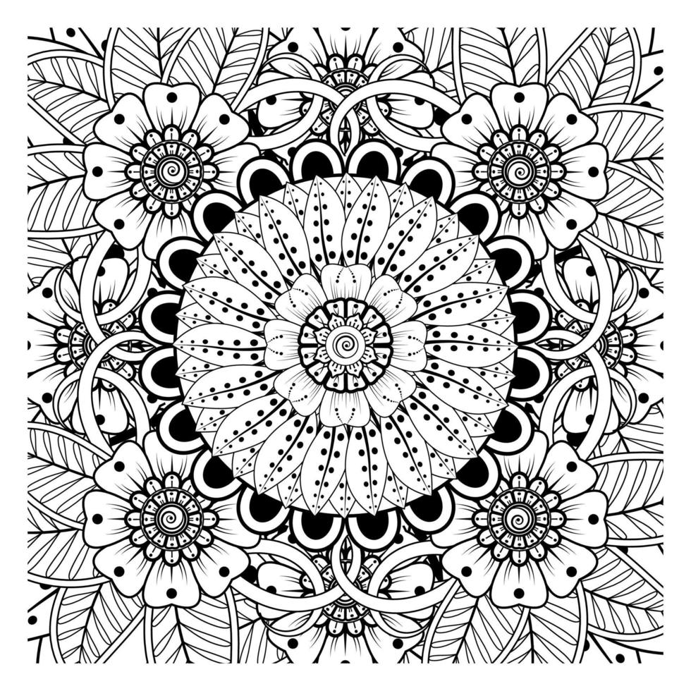 cirkelvormig patroon in de vorm van mandala voor henna, mehndi, tatoeage, decoratie. kleurboek pagina. vector