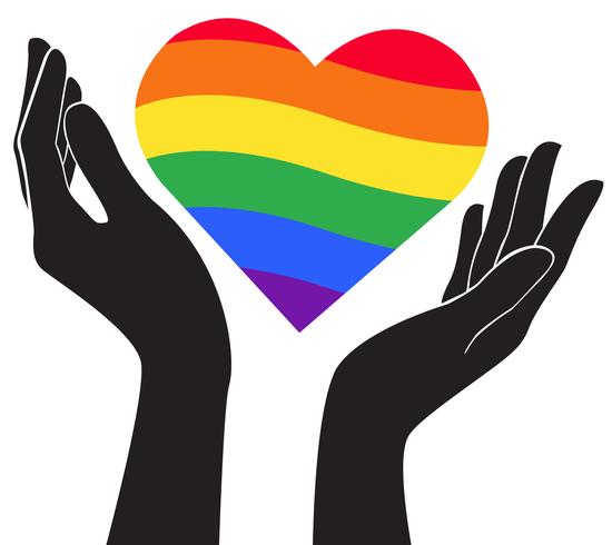 hand met hart regenboog vlag LGBT symbool vector EPS10