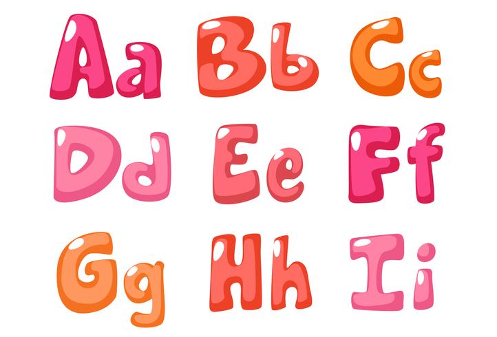 schattig vet lettertype in roze kleur voor kinderen deel 1 vector