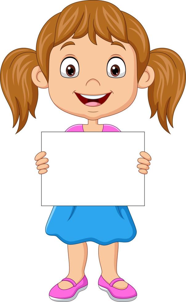 cartoon meisje met blanco papier vector