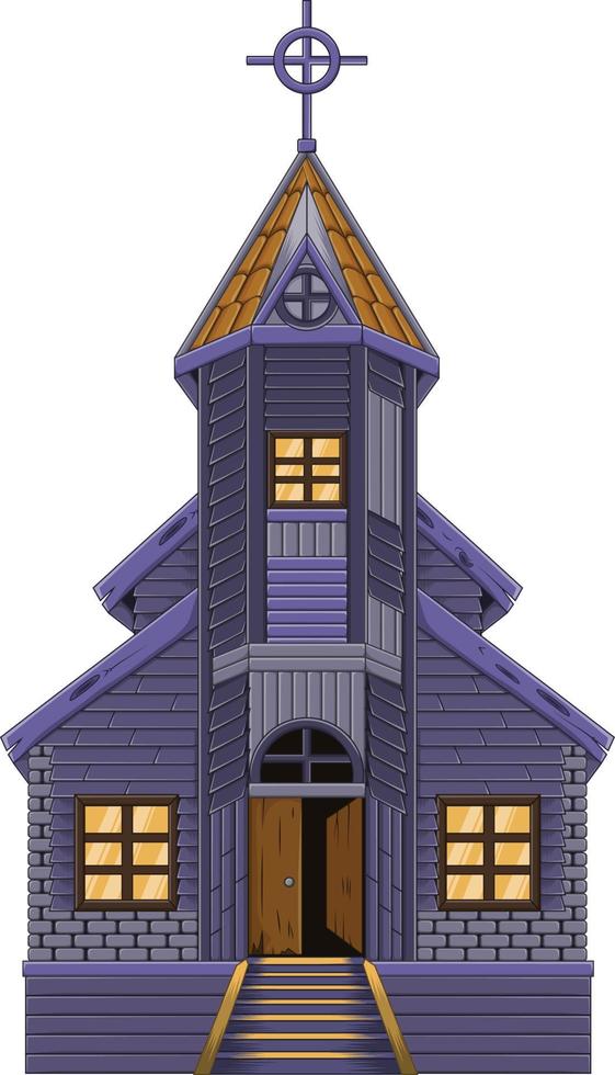 spookachtig kerkgebouw geïsoleerd op witte achtergrond vector