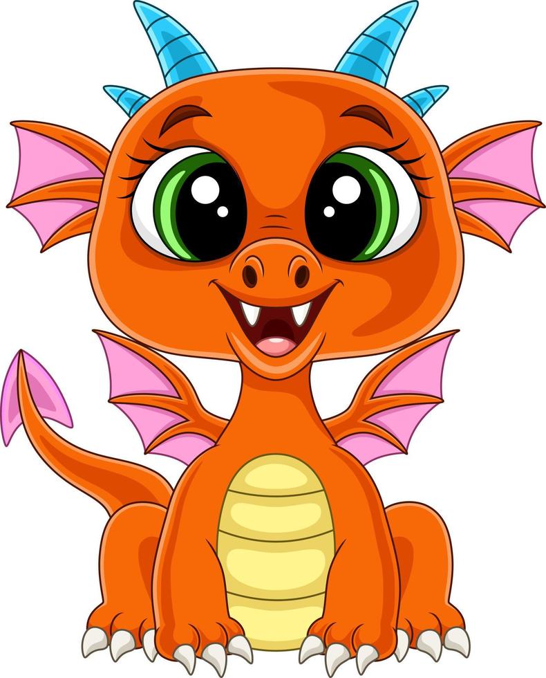 cartoon schattige babydraak zittend vector