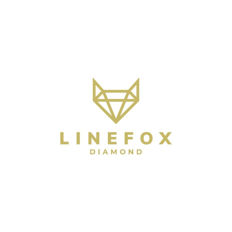 lijn vos gezicht diamant logo ontwerp vector