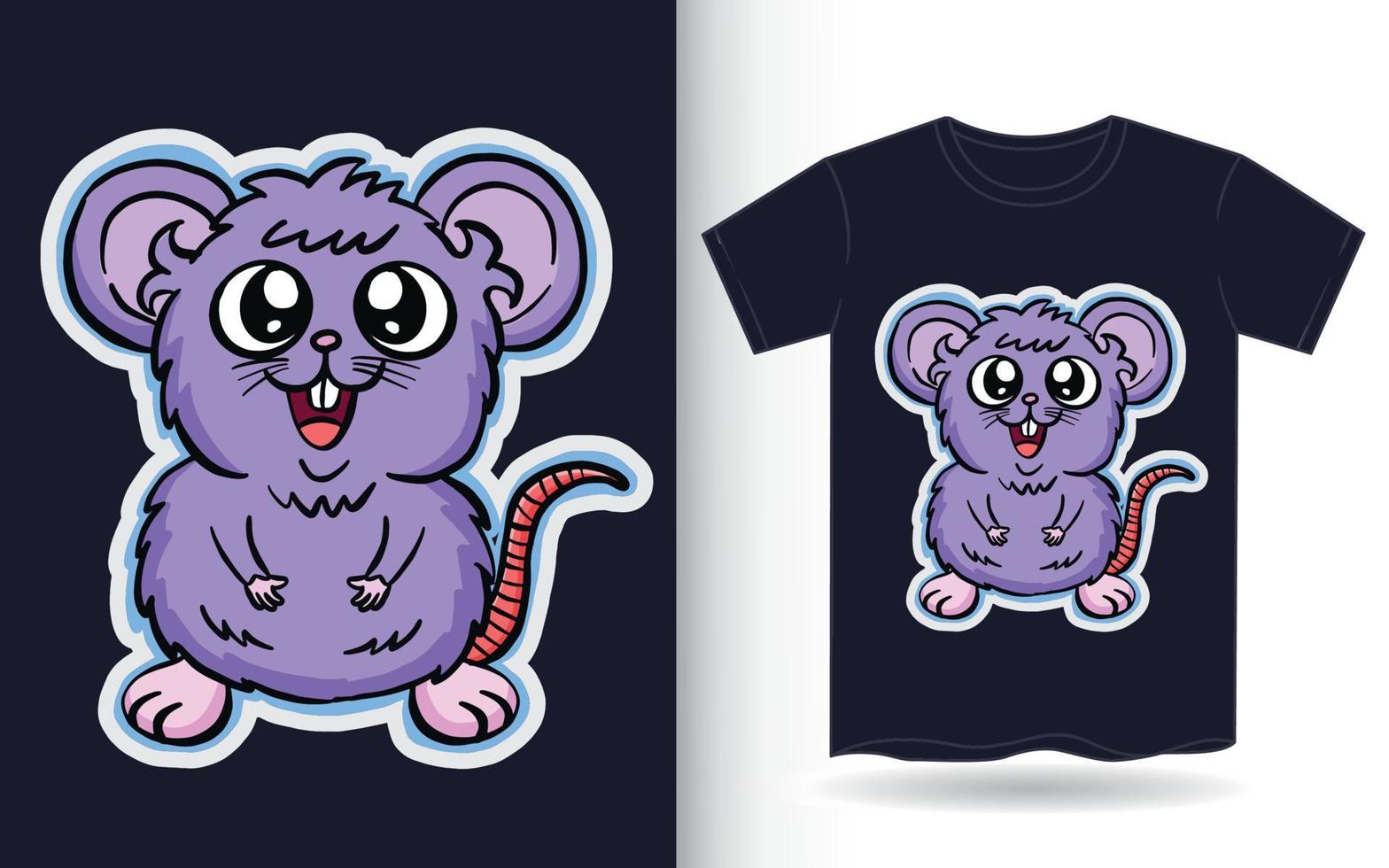 schattige handgetekende kleine muizen cartoon voor t-shirt vector