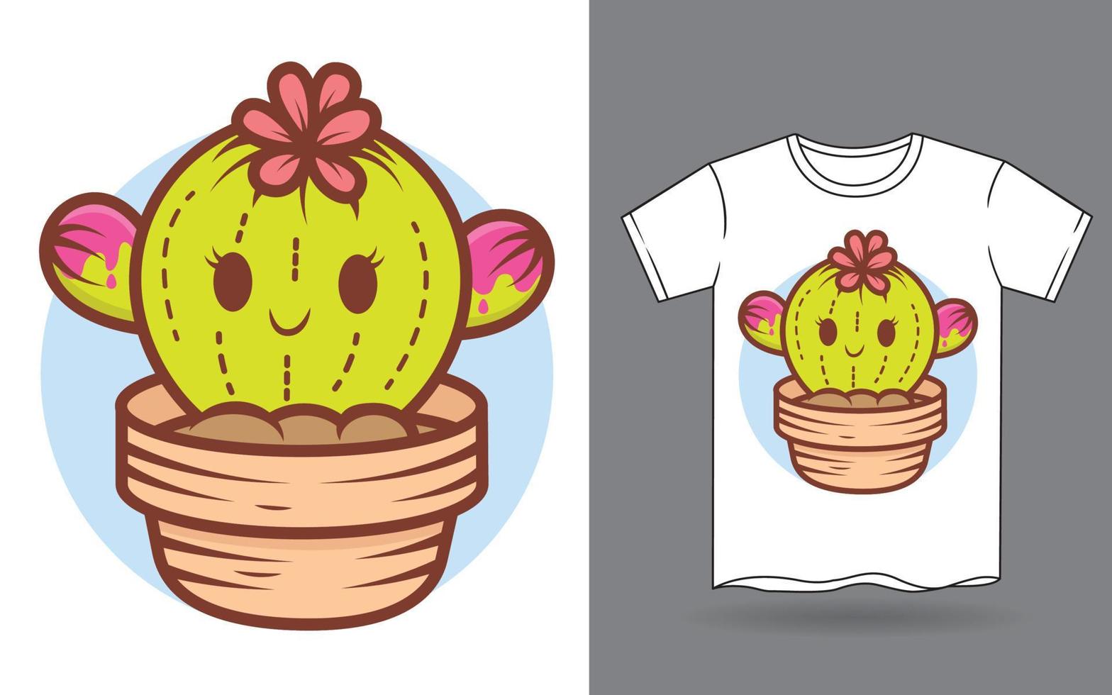 schattige baby cactus cartoon afbeelding voor t-shirt print vector