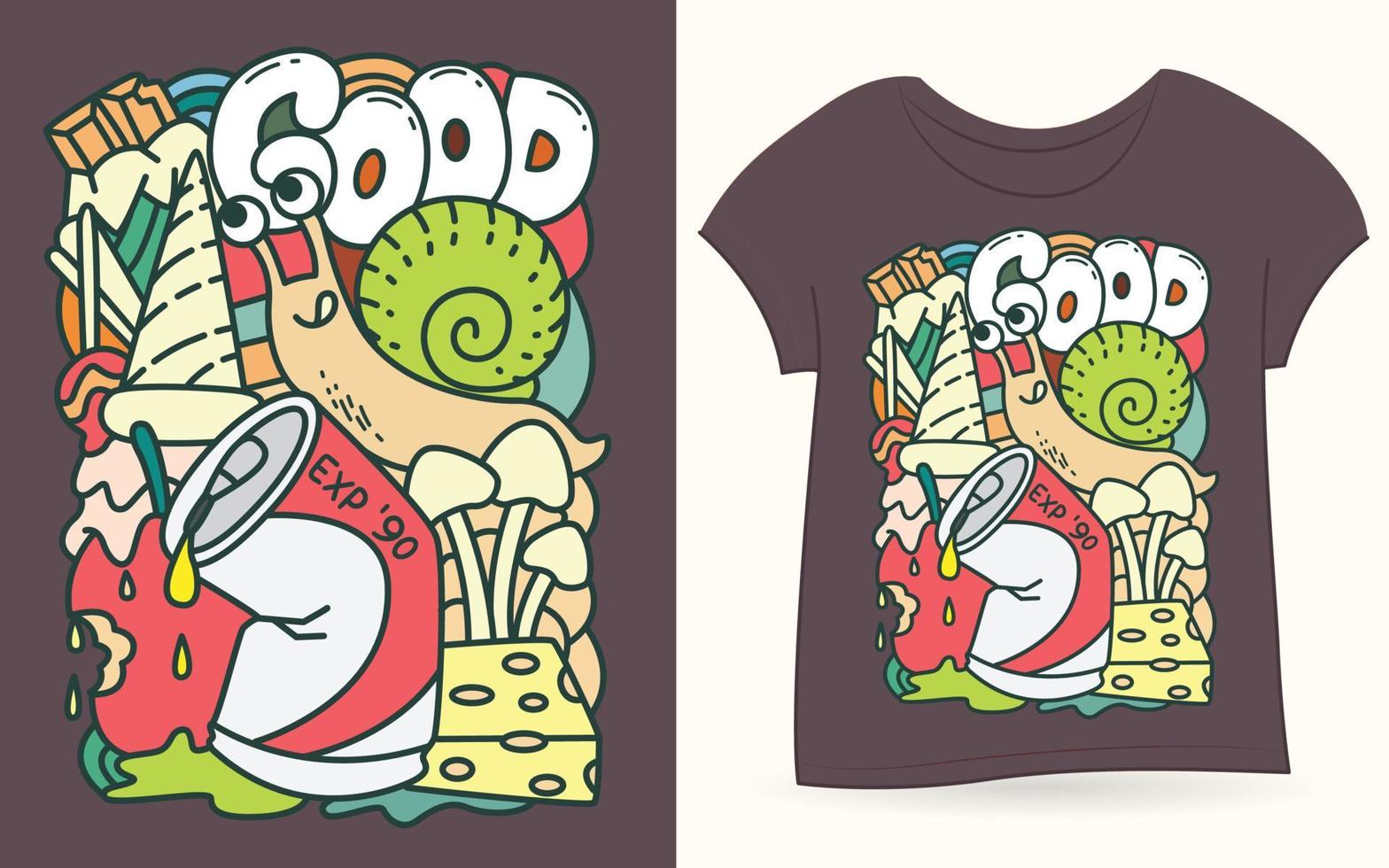 handgetekende typografie met doodle kunst voor t-shirt vector