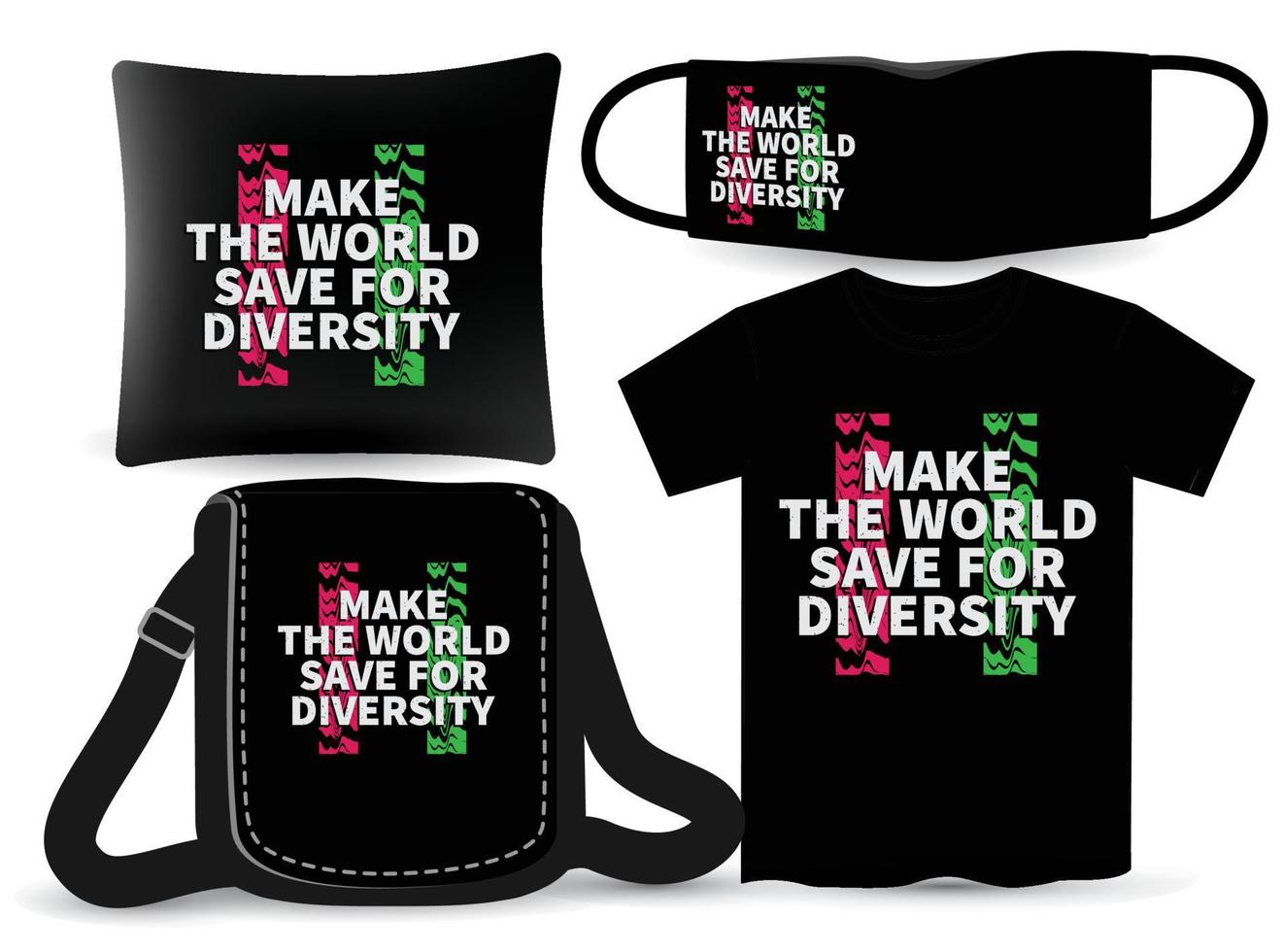 laat de wereld sparen voor diversiteitsbelettering voor t-shirts en merchandising vector