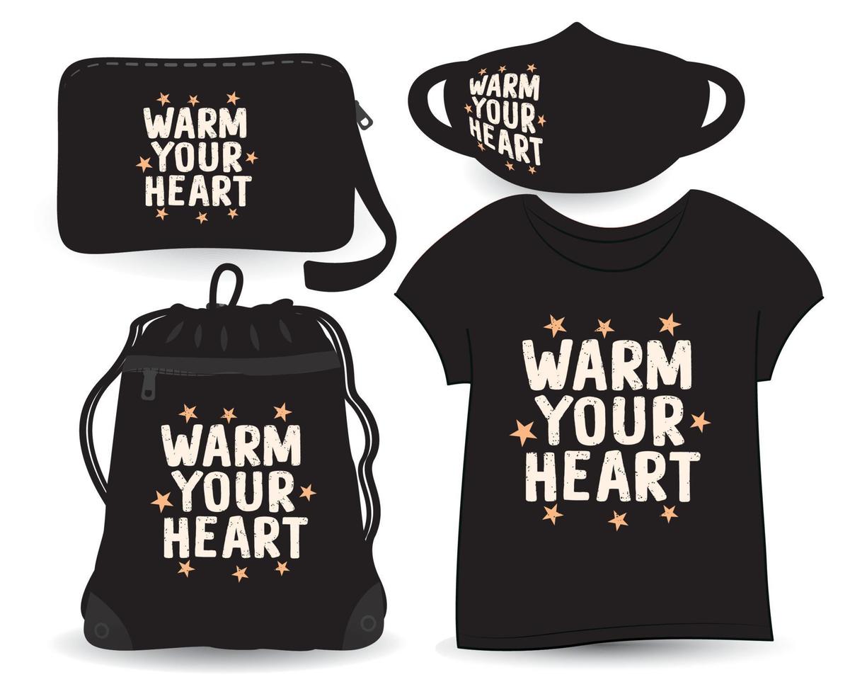 warm je hart belettering ontwerp voor t-shirt en merchandising vector