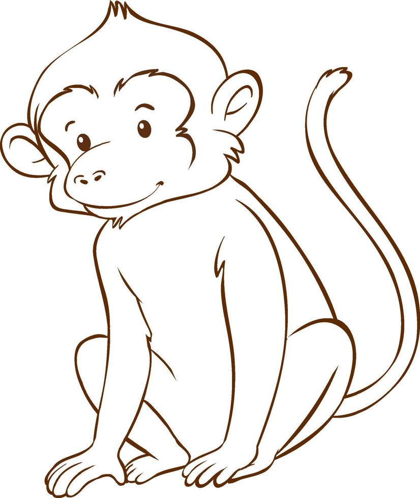 aap in doodle eenvoudige stijl op witte achtergrond vector