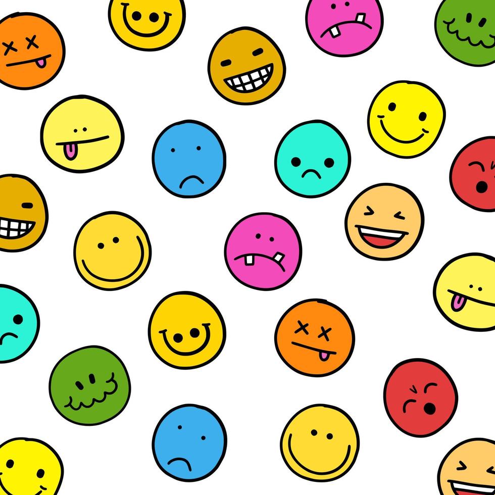 grappig emotioneel emoji-patroon vector