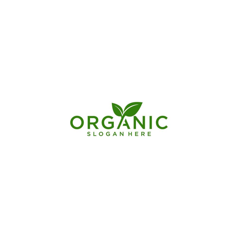 logo voor biologische producten met bladeren die biologisch en natuurlijk weerspiegelen vector