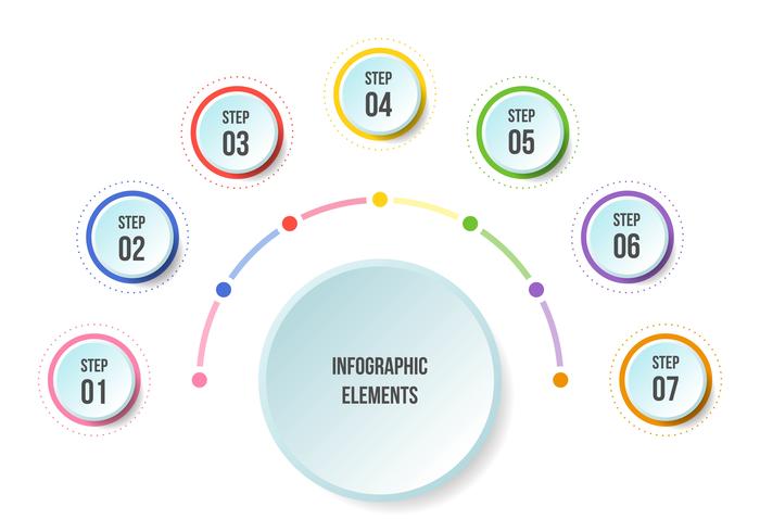 Halfcirkelgrafiek, tijdlijn infographic sjablonen vector