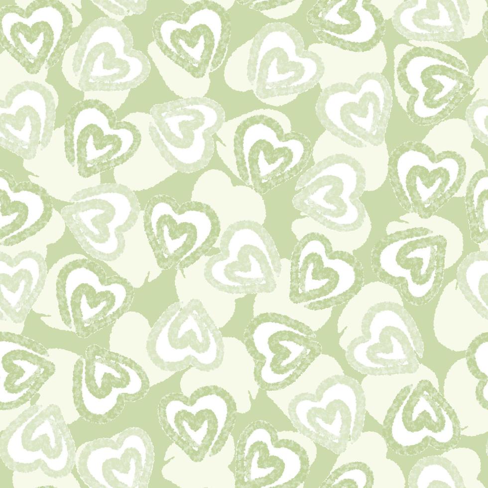 naadloze valentijnspatroonachtergrond met groen hart, kinderpatroon vector