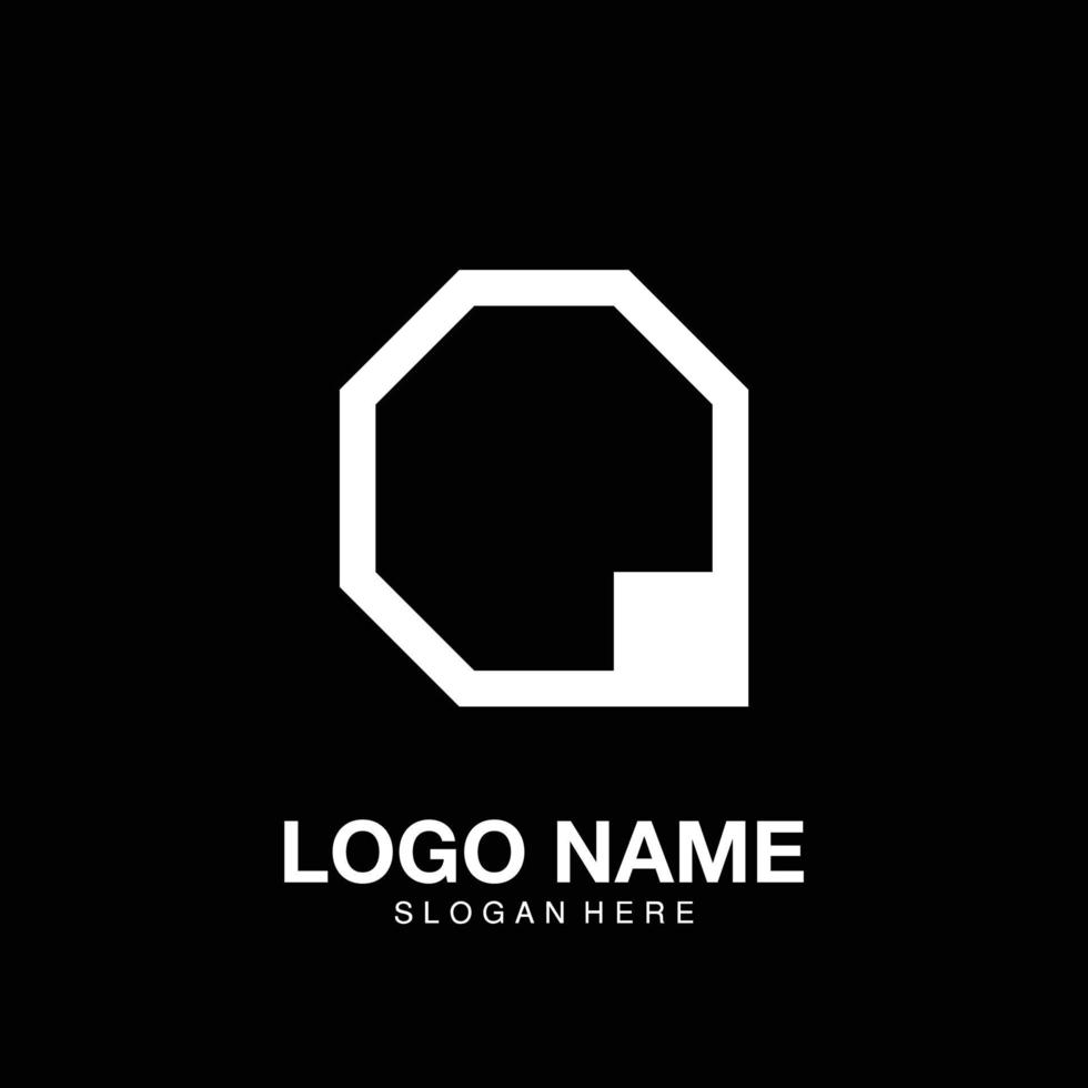 logo letter q achthoek minimalistisch pictogram vector symbool plat ontwerp