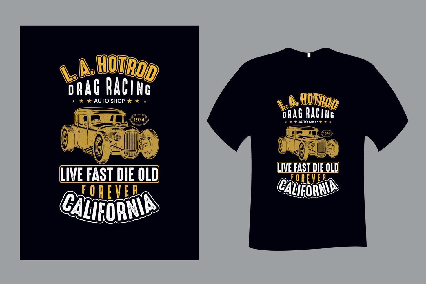 auto la hotrod t-shirt ontwerpsjabloon vector