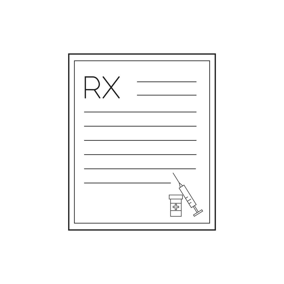 recept medische blanc, lijn rx formulier pictogram, geïsoleerd op een witte achtergrond vector