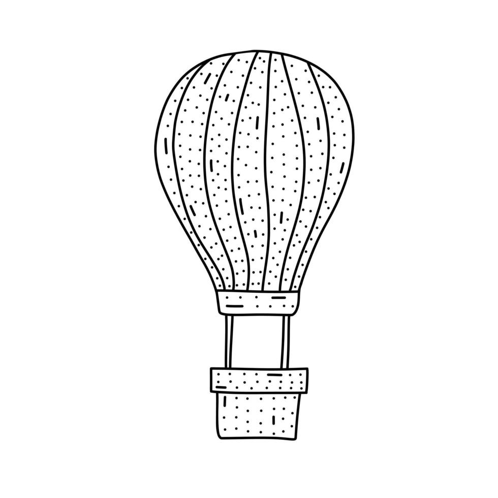 hand getekend luchtballon icoon in doodle stijl. cartoon luchtballon vector pictogram voor webdesign geïsoleerd op een witte achtergrond.