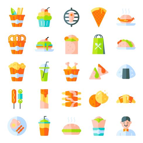 Fastfood pictogrammen pack vector