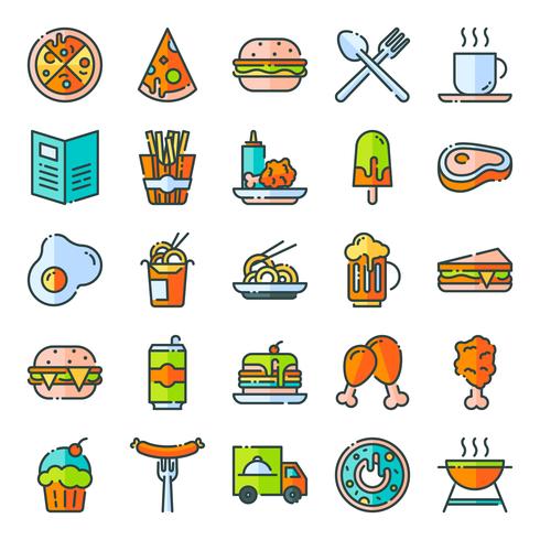 Fastfood pictogrammen pack vector