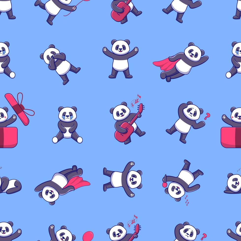 schattige panda cartoon naadloze patroon ontwerp. geschikt voor uw motiefproject vector