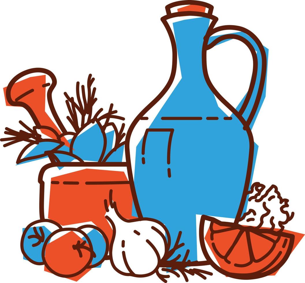 icoon van natuurlijke producten. stilleven van eten. gezond eten. icoon voor de site. de afbeelding is geïsoleerd op een witte achtergrond. vectorpictogram. ingrediënten. illustratie voor het menu. vector