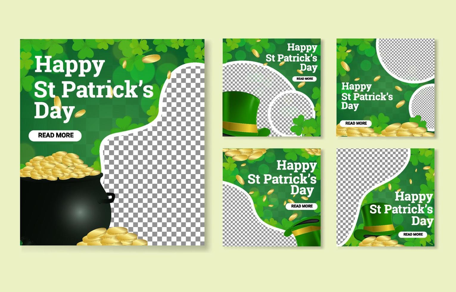 transparante social media posts van st patrick's day vector