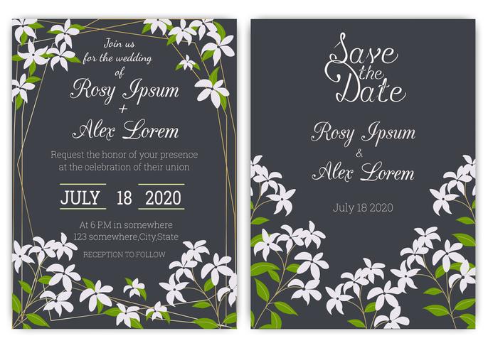 Bruiloft uitnodigingskaart Floral hand getekende frame. vector