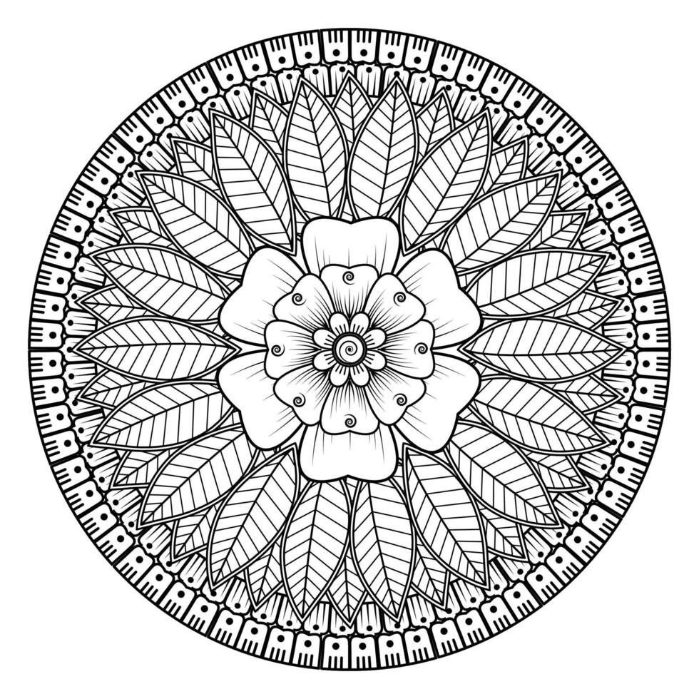 cirkelvormig patroon in de vorm van mandala voor henna, mehndi, tatoeage, decoratie. decoratief ornament in etnische oosterse stijl. kleurboek pagina. vector