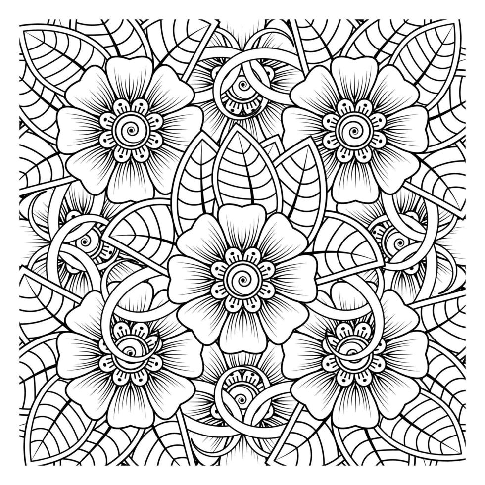 cirkelvormig patroon in de vorm van mandala voor henna, mehndi, tatoeage, decoratie. decoratief ornament in etnische oosterse stijl. kleurboek pagina. vector