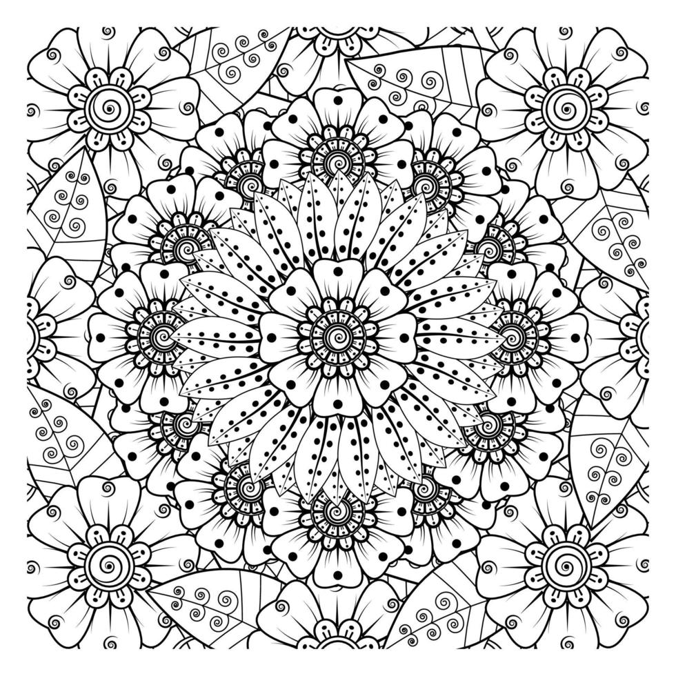 cirkelvormig patroon in de vorm van mandala voor henna, mehndi, tatoeage, decoratie. decoratief ornament in etnische oosterse stijl. kleurboek pagina. vector