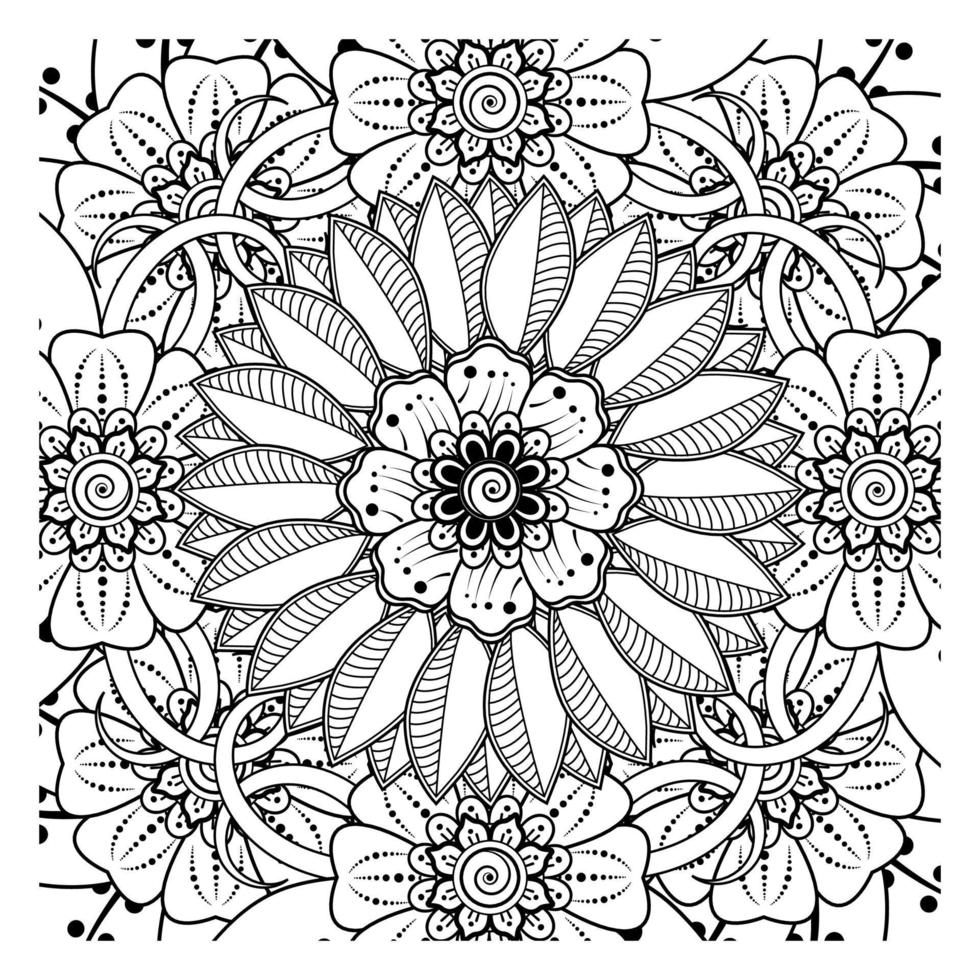 cirkelvormig patroon in de vorm van mandala voor henna, mehndi, tatoeage, decoratie. decoratief ornament in etnische oosterse stijl. kleurboek pagina. vector