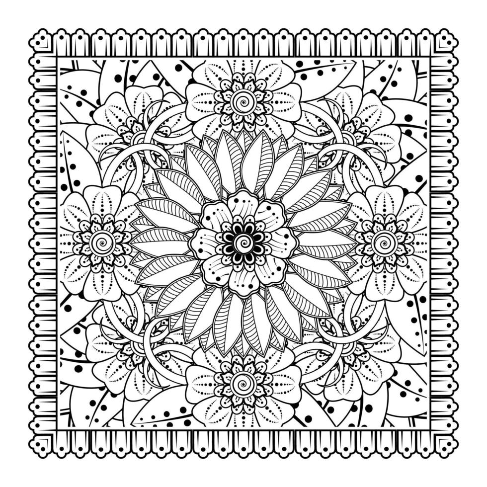 cirkelvormig patroon in de vorm van mandala voor henna, mehndi, tatoeage, decoratie. decoratief ornament in etnische oosterse stijl. kleurboek pagina. vector