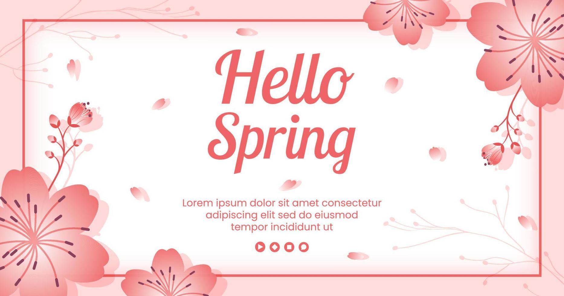 lente met bloesem sakura bloemen post sjabloon vlakke afbeelding bewerkbare vierkante achtergrond voor sociale media of wenskaart vector