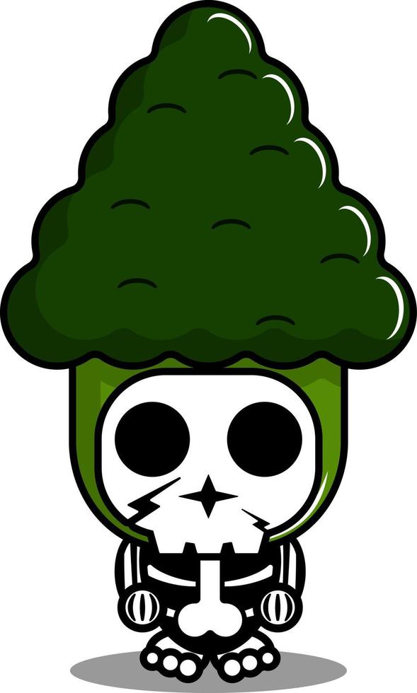 vector stripfiguur mascotte kostuum man schattig broccoli groente schedel