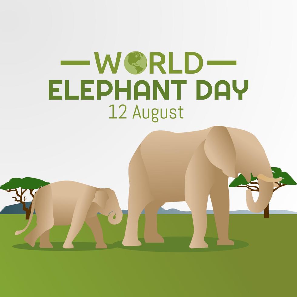 wereld olifant dag vector illustratie