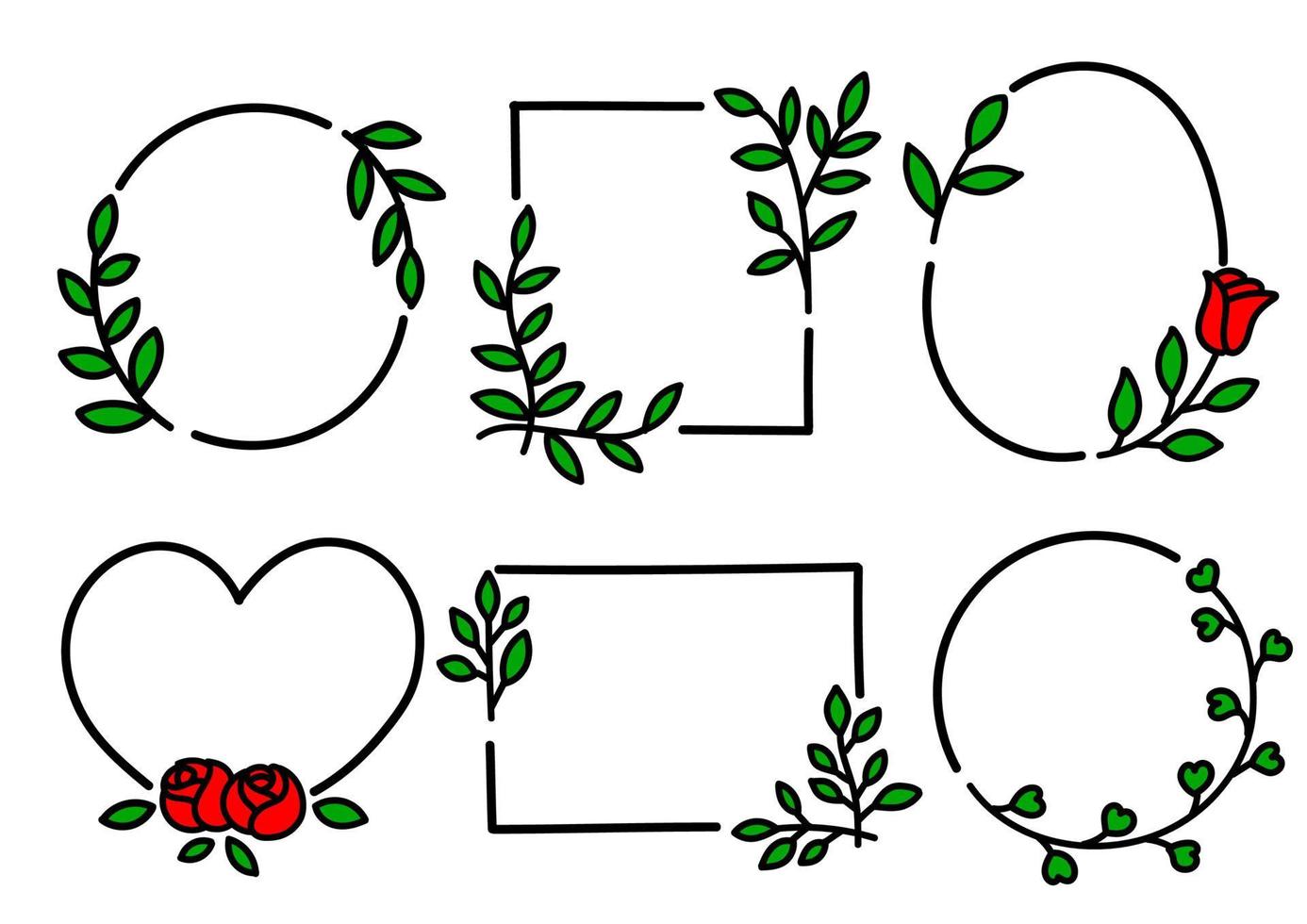 uit de vrije hand handgetekende bloemen frame doodle collectie set pack. premium-vector. vector