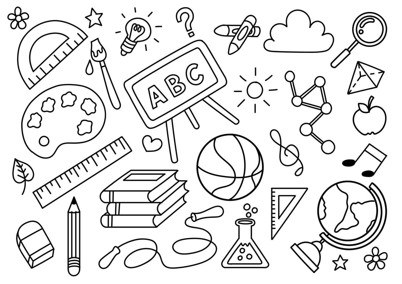 uit de vrije hand handgetekende terug naar school doodle elementen set pack. premium vector