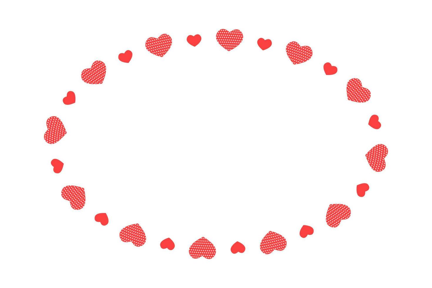 ovaal frame met harten. eenvoudige sjabloon voor valentijnskaart, huwelijksuitnodiging, foto, afbeelding, banner vector