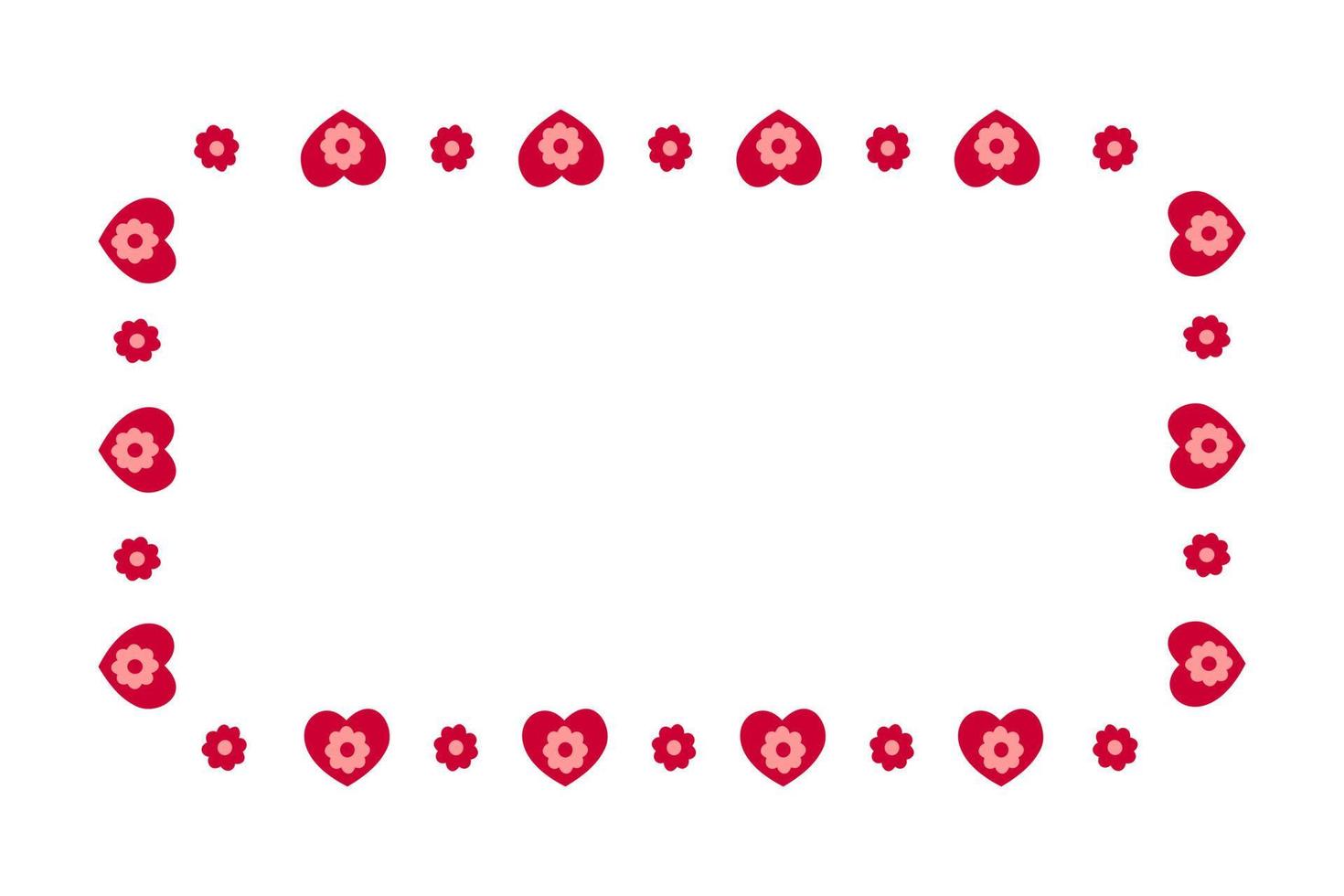schattig rechthoekig frame versierd met harten. sjabloon voor Valentijnsdag uitnodigingskaart, foto, afbeelding, banner vector
