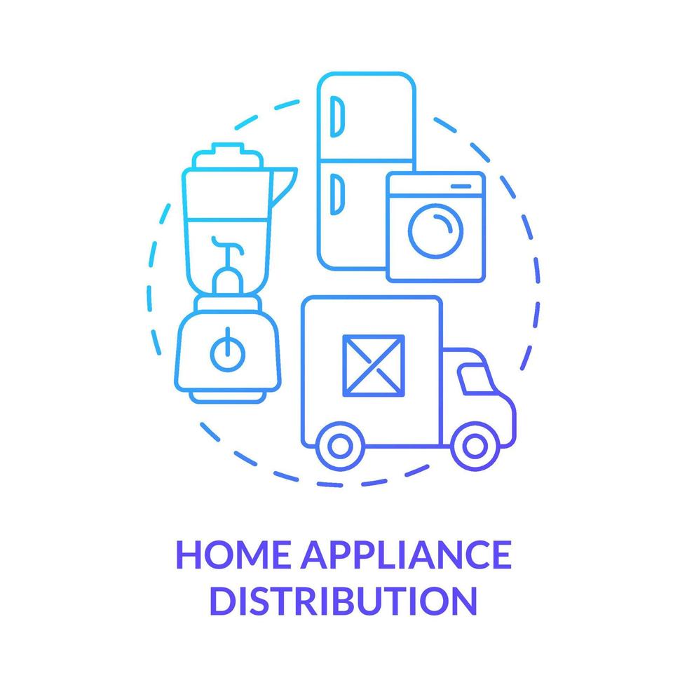 huishoudapparatuur distributie blauwe gradiënt concept icoon vector