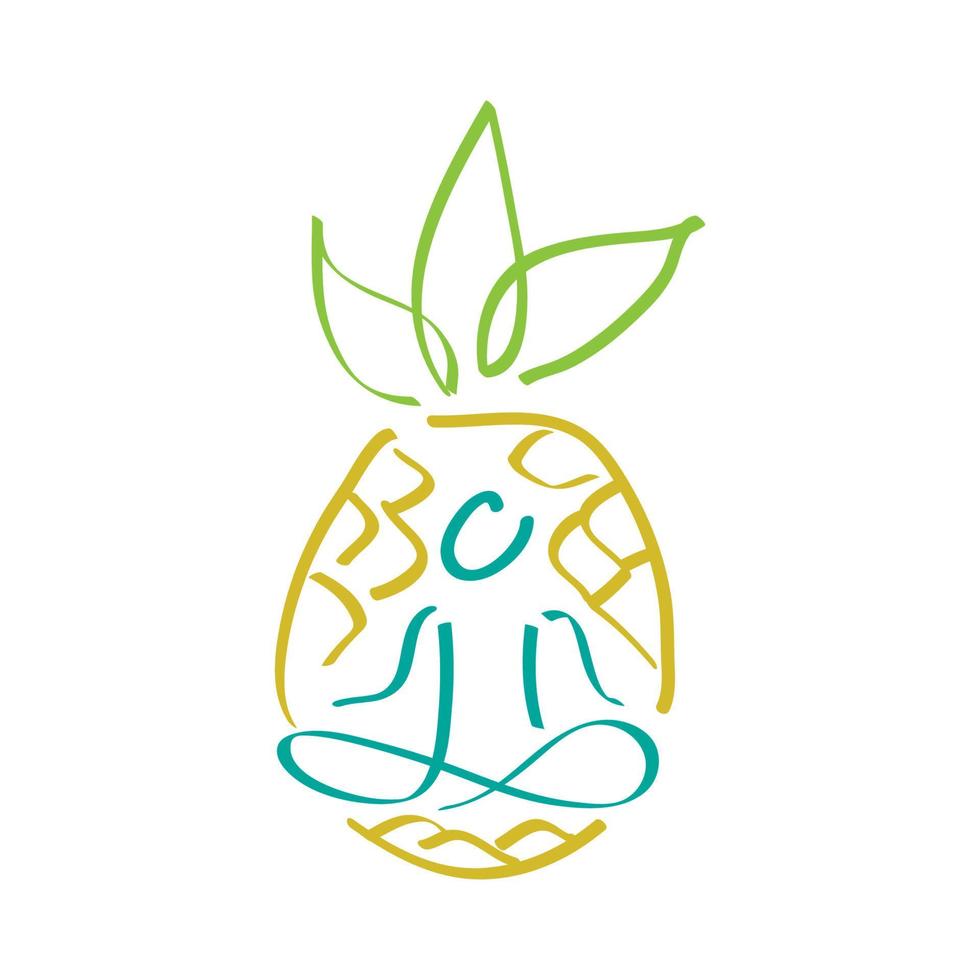 ananas yoga logo ontwerp - vector