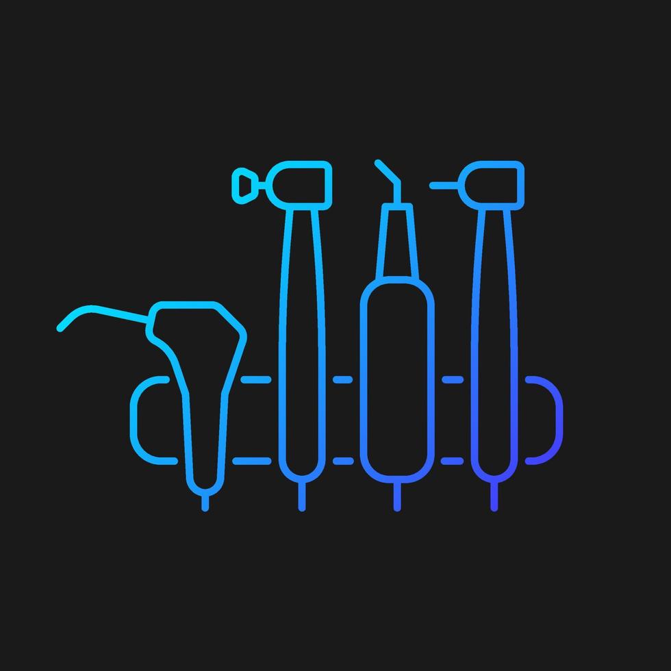 tandheelkundige machine eenheid verloop vector pictogram voor donker thema. medische hulpmiddelen voor tandarts. orthodontische instrumenten. dunne lijn kleur symbool. moderne stijlpictogram. vector geïsoleerde overzichtstekening