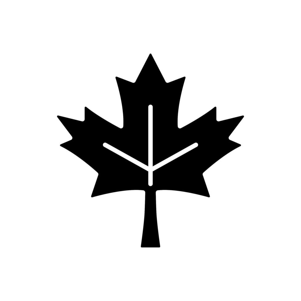 esdoornblad zwart glyph pictogram. veelgebruikt symbool van Canada. historisch teken. centraal element van de Canadese nationale vlag. silhouet symbool op witte ruimte. vector geïsoleerde illustratie