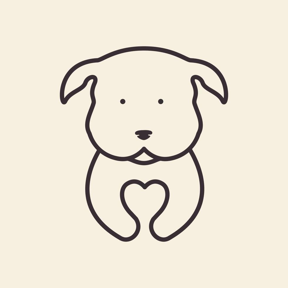 lijn negatieve ruimte met schattige hond logo symbool pictogram vector grafisch ontwerp illustratie idee creatieve hond