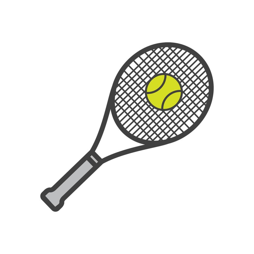 racket tennis met bal eenvoudig logo symbool pictogram vector grafisch ontwerp illustratie idee creatief