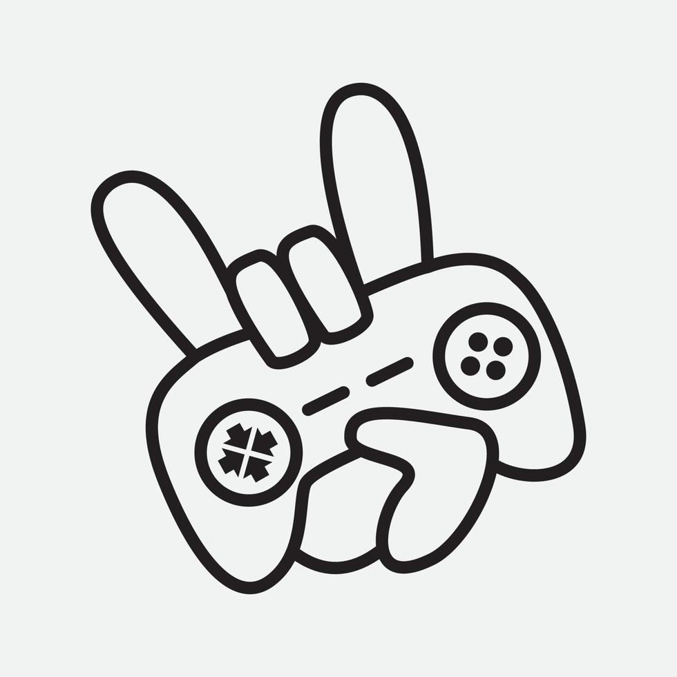 hand rock game met joystick gamepad logo ontwerp modern vector